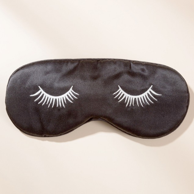 Black Silk Eye Mask with Printed Eyelashes UK Black Silk Eye Mask with Printed Eyelashes UK