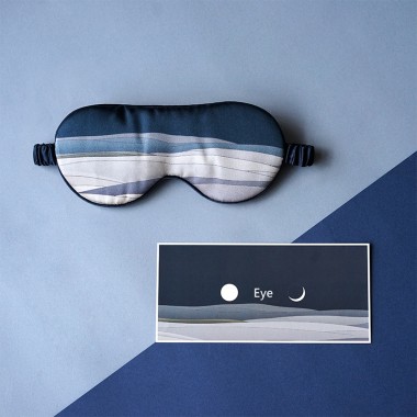 Navy Printed Silk Eye Mask UK