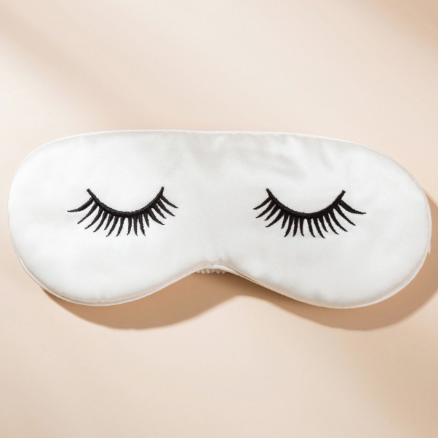 White Silk Eye Mask with Printed Eyelashes UK White Silk Eye Mask with Printed Eyelashes UK