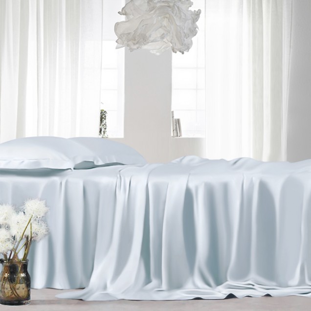Alice Blue 22 Momme Mulberry Silk Sheet Set UK Alice Blue 22 Momme Mulberry Silk Sheet Set UK