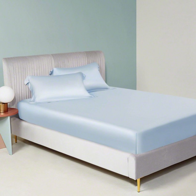 Baby Blue 22 Momme Mulberry Silk Sheet Set UK Baby Blue 22 Momme Mulberry Silk Sheet Set UK