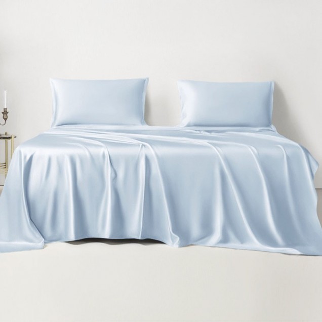 Baby Blue 22 Momme Mulberry Silk Sheet Set UK Baby Blue 22 Momme Mulberry Silk Sheet Set UK