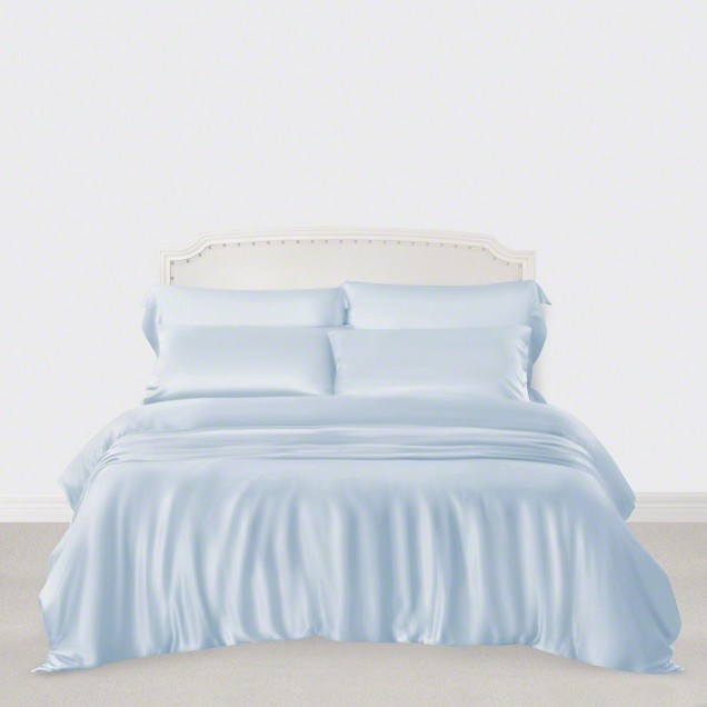 Baby Blue 3 PCS 22 Momme Mulberry Silk Duvet Cover Set UK Baby Blue 3 PCS 22 Momme Mulberry Silk Duvet Cover Set UK