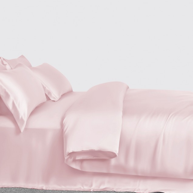 Baby Pink 3 PCS 22 Momme Mulberry Silk Duvet Cover Set UK