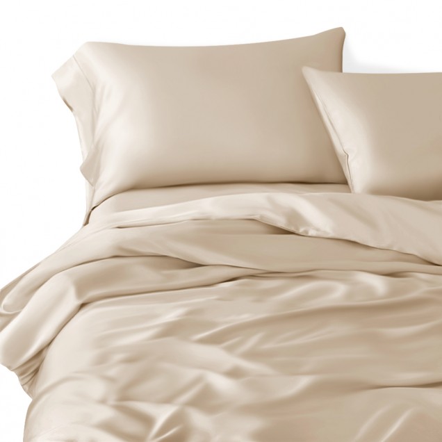 Beige 3 PCS 22 Momme Mulberry Silk Duvet Cover Set UK Beige 3 PCS 22 Momme Mulberry Silk Duvet Cover Set UK