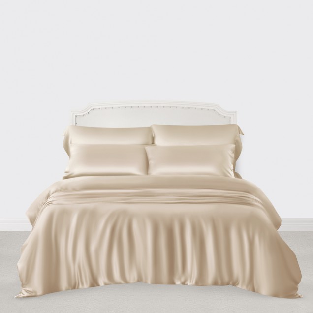 Beige 3 PCS 22 Momme Mulberry Silk Duvet Cover Set UK Beige 3 PCS 22 Momme Mulberry Silk Duvet Cover Set UK