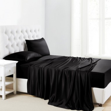 Black 22 Momme Mulberry Silk Sheet Set UK