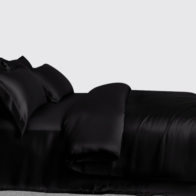 Black 3 PCS 22 Momme Mulberry Silk Duvet Cover Set UK