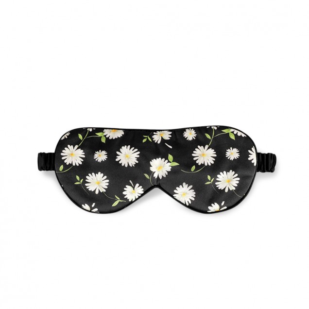 Black Flower Silk Sleep Mask UK