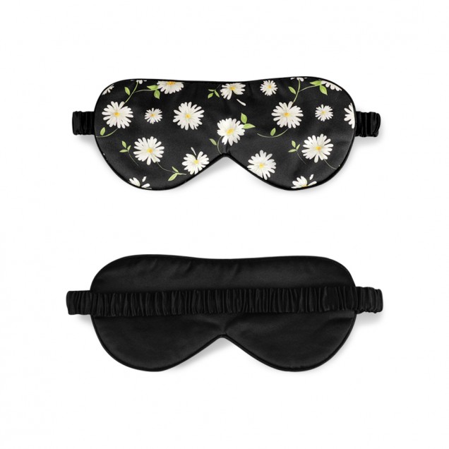 Black Flower Silk Sleep Mask UK