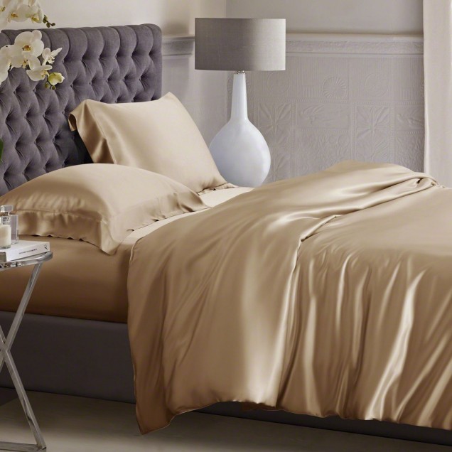 Cappuccino 3 PCS 22 Momme Mulberry Silk Duvet Cover Set UK Cappuccino 3 PCS 22 Momme Mulberry Silk Duvet Cover Set UK
