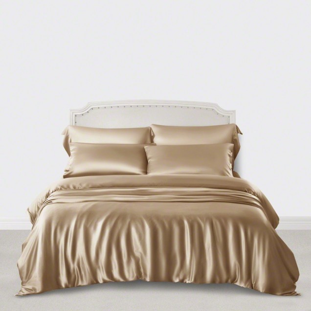 Cappuccino 3 PCS 22 Momme Mulberry Silk Duvet Cover Set UK Cappuccino 3 PCS 22 Momme Mulberry Silk Duvet Cover Set UK
