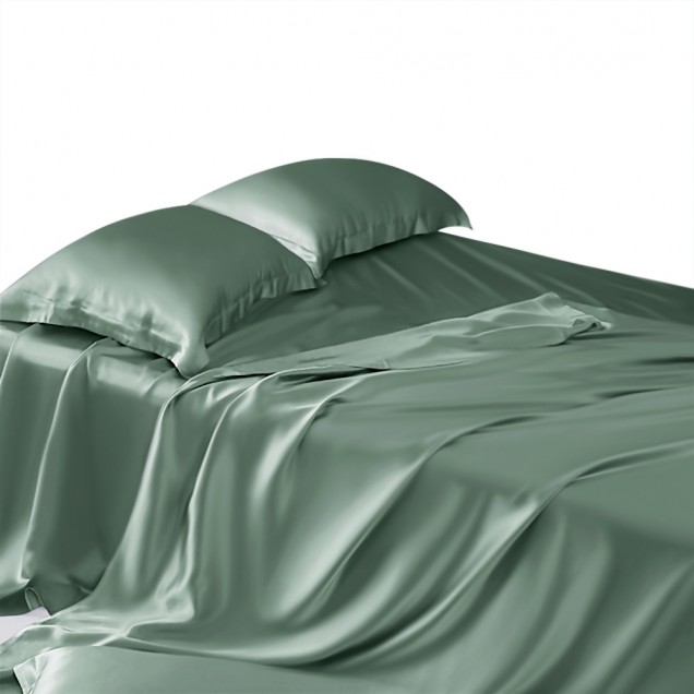 Celadon Green 22 Momme Mulberry Silk Sheet Set UK Celadon Green 22 Momme Mulberry Silk Sheet Set UK