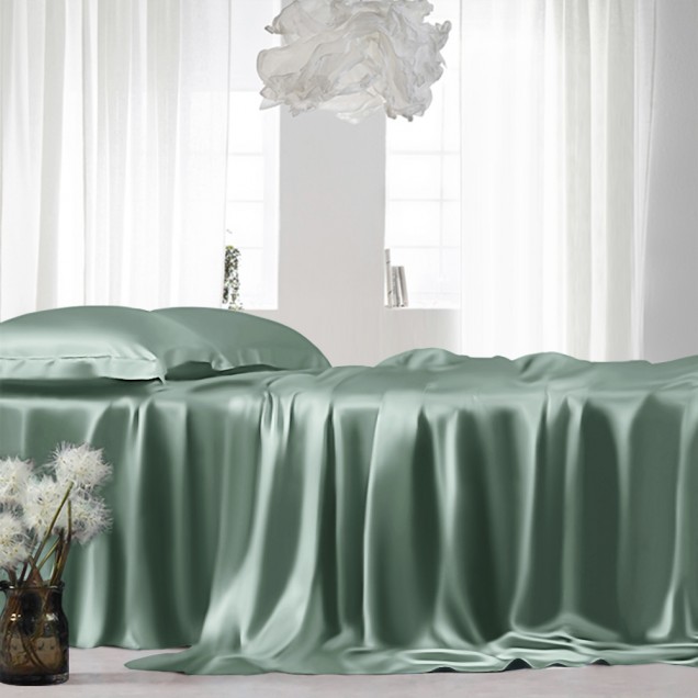 Celadon Green 22 Momme Mulberry Silk Sheet Set UK Celadon Green 22 Momme Mulberry Silk Sheet Set UK