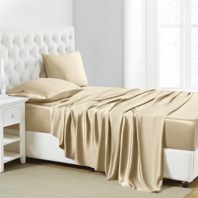 Champagne 22 Momme Mulberry Silk Sheet Set UK Champagne 22 Momme Mulberry Silk Sheet Set UK