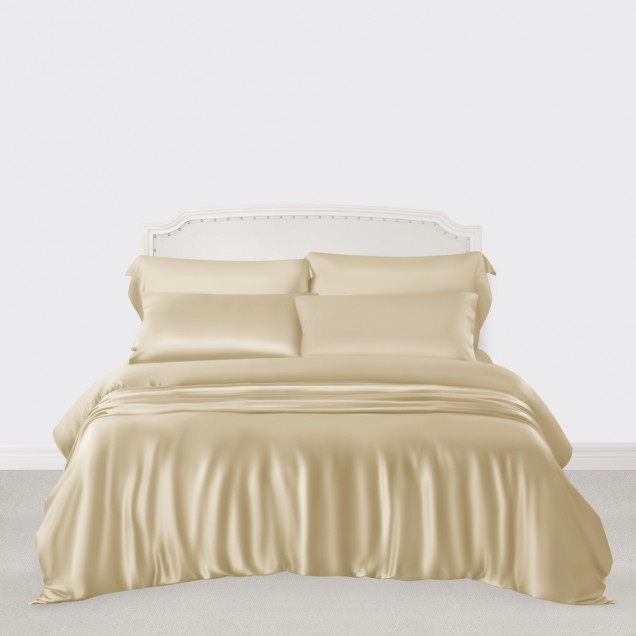 Champagne 3 PCS 22 Momme Mulberry Silk Duvet Cover Set UK Champagne 3 PCS 22 Momme Mulberry Silk Duvet Cover Set UK