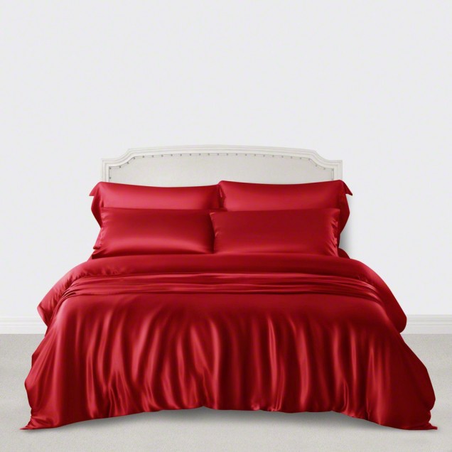 Cherry 3 PCS 22 Momme Mulberry Silk Duvet Cover Set UK Cherry 3 PCS 22 Momme Mulberry Silk Duvet Cover Set UK