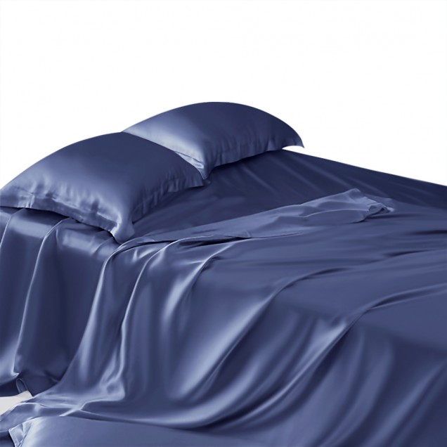 Dark Blue 22 Momme Mulberry Silk Flat Sheet UK Dark Blue 22 Momme Mulberry Silk Flat Sheet UK