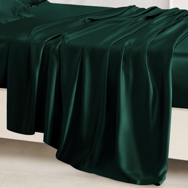 Dark Green 22 Momme Mulberry Silk Flat Sheet UK Dark Green 22 Momme Mulberry Silk Flat Sheet UK