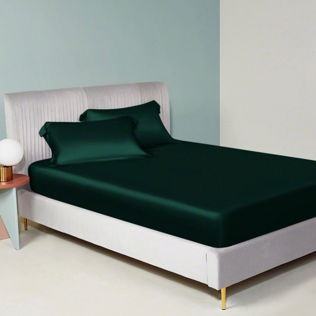 Dark Green 22 Momme Mulberry Silk Sheet Set UK Dark Green 22 Momme Mulberry Silk Sheet Set UK