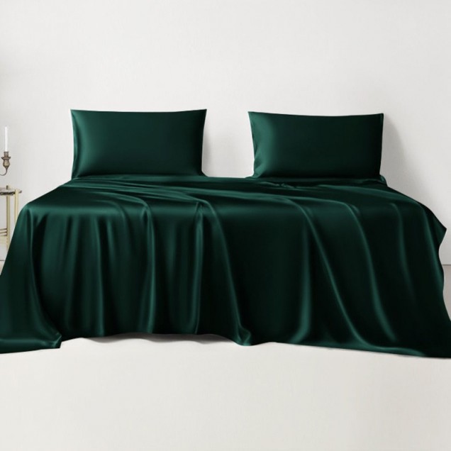 Dark Green 22 Momme Mulberry Silk Sheet Set UK Dark Green 22 Momme Mulberry Silk Sheet Set UK