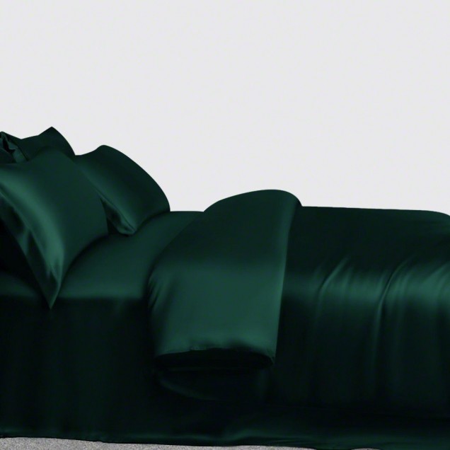 Dark Green 3 PCS 22 Momme Mulberry Silk Duvet Cover Set UK Dark Green 3 PCS 22 Momme Mulberry Silk Duvet Cover Set UK