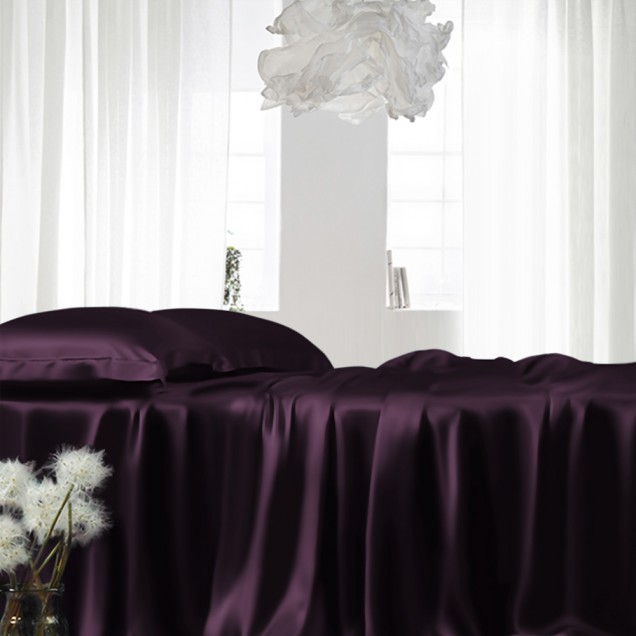 Grape 22 Momme Mulberry Silk Fitted Sheet UK Grape 22 Momme Mulberry Silk Fitted Sheet UK
