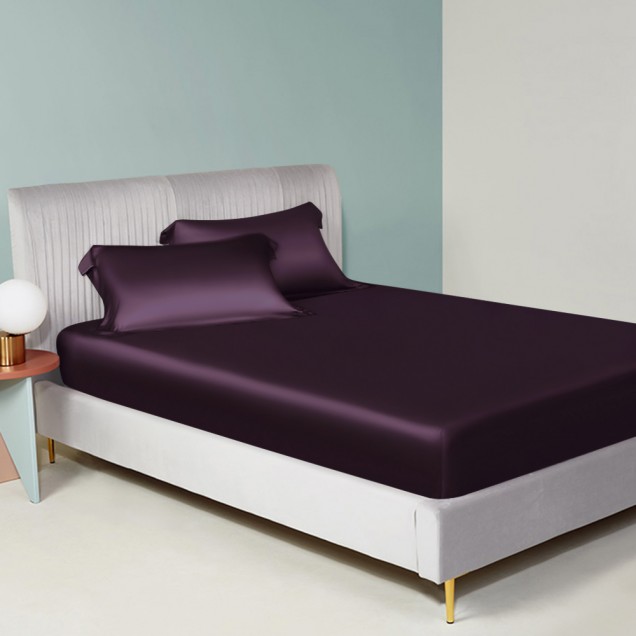 Grape 22 Momme Mulberry Silk Fitted Sheet UK Grape 22 Momme Mulberry Silk Fitted Sheet UK