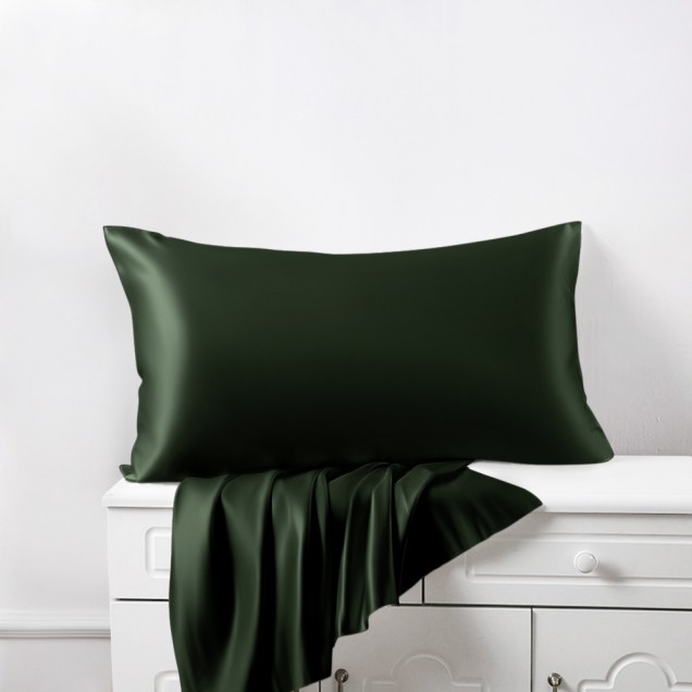 Hunter Green 22 Momme Mulberry Silk Pillowcase with Hidden Zipper UK Hunter Green 22 Momme Mulberry Silk Pillowcase with Hidden Zipper UK