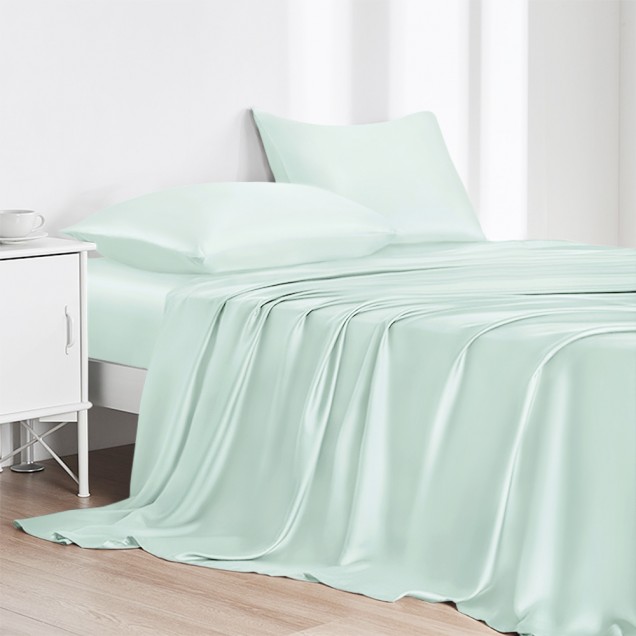 Light Cyan 22 Momme Mulberry Silk Flat Sheet UK