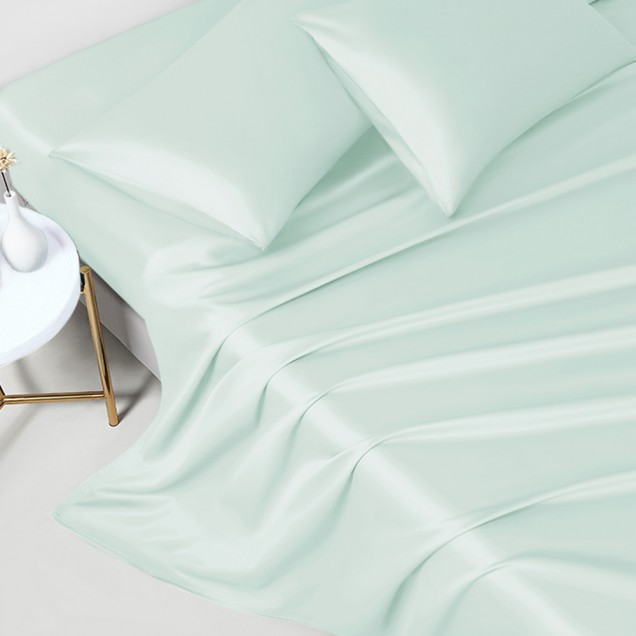 Light Cyan 22 Momme Mulberry Silk Flat Sheet UK
