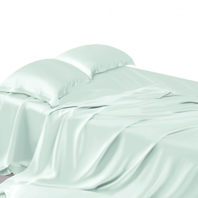 Light Cyan 22 Momme Mulberry Silk Flat Sheet UK