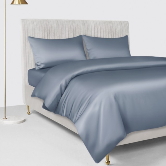 Misty Blue 22 Momme Mulberry Silk Duvet Cover UK Misty Blue 22 Momme Mulberry Silk Duvet Cover UK