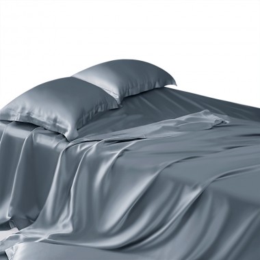 Misty Blue 22 Momme Mulberry Silk Sheet Set UK