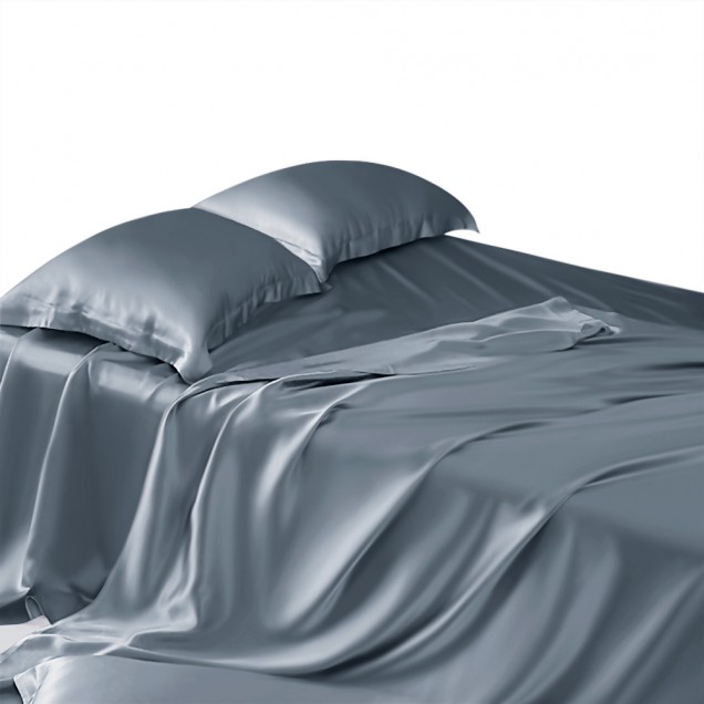 Misty Blue 22 Momme Mulberry Silk Sheet Set UK Misty Blue 22 Momme Mulberry Silk Sheet Set UK