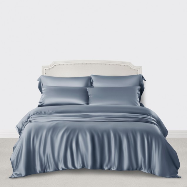Misty Blue 3 PCS 22 Momme Mulberry Silk Duvet Cover Set UK Misty Blue 3 PCS 22 Momme Mulberry Silk Duvet Cover Set UK