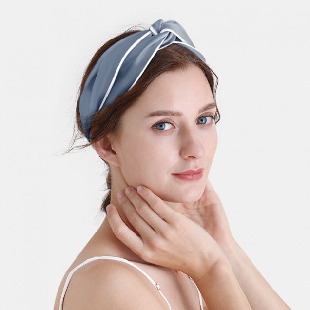 Misty Blue & Ivory Silk Headband UK Misty Blue & Ivory Silk Headband UK
