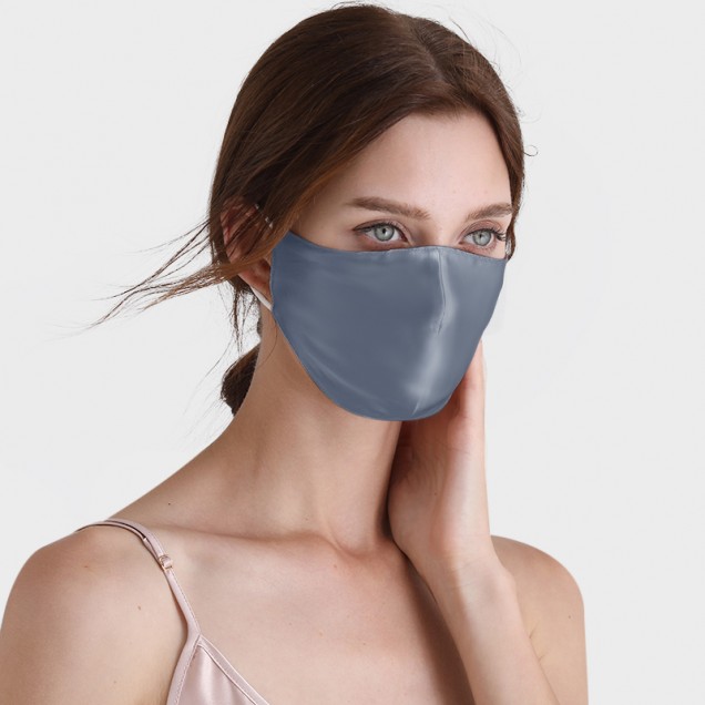 Misty Blue & White Double-Sided 22 Momme Silk Face Mask UK Misty Blue & White Double-Sided 22 Momme Silk Face Mask UK