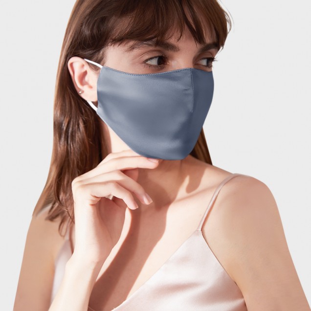 Misty Blue & White Double-Sided 22 Momme Silk Face Mask UK Misty Blue & White Double-Sided 22 Momme Silk Face Mask UK