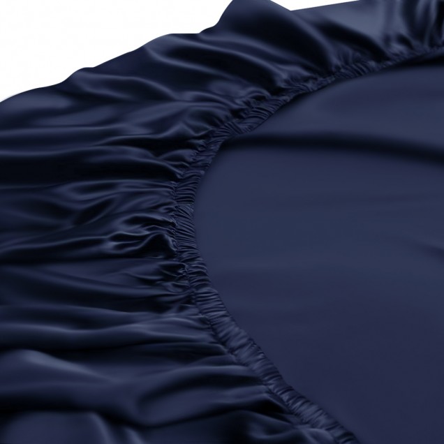Navy 22 Momme Mulberry Silk Fitted Sheet UK Navy 22 Momme Mulberry Silk Fitted Sheet UK