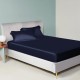 Navy 22 Momme Mulberry Silk Fitted Sheet UK Navy 22 Momme Mulberry Silk Fitted Sheet UK