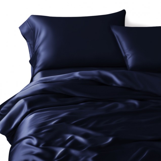 Navy 3 PCS 22 Momme Mulberry Silk Duvet Cover Set UK Navy 3 PCS 22 Momme Mulberry Silk Duvet Cover Set UK