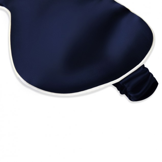 Navy & Ivory Suede Rose Silk Eye Mask UK