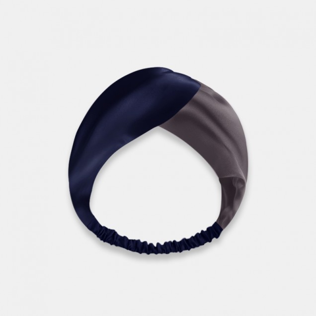 Navy & Slate Gray Mulberry Silk Headband UK Navy & Slate Gray Mulberry Silk Headband UK