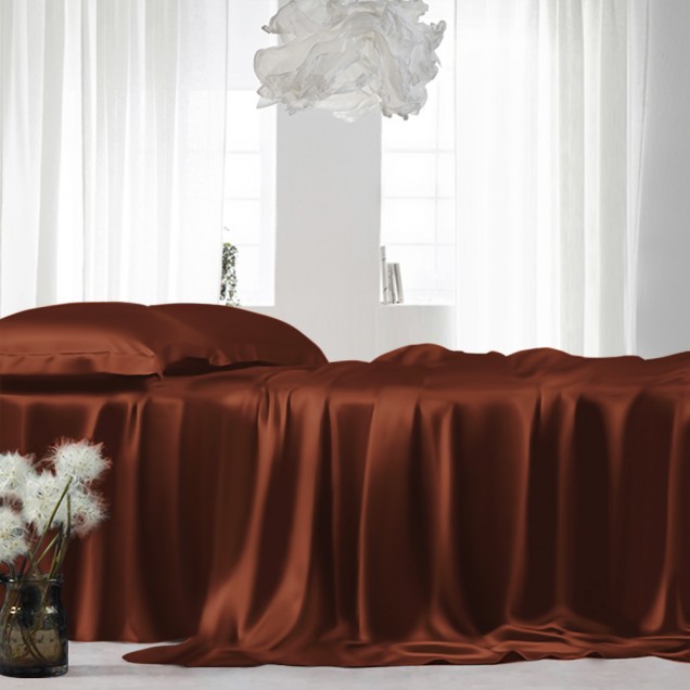 Rust Red 22 Momme Mulberry Silk Sheet Set UK