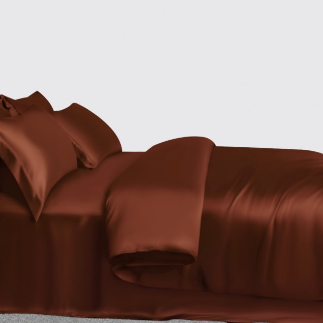 Rust Red 3 PCS 22 Momme Mulberry Silk Duvet Cover Set UK Rust Red 3 PCS 22 Momme Mulberry Silk Duvet Cover Set UK