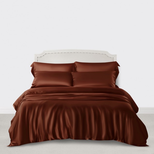 Rust Red 3 PCS 22 Momme Mulberry Silk Duvet Cover Set UK Rust Red 3 PCS 22 Momme Mulberry Silk Duvet Cover Set UK