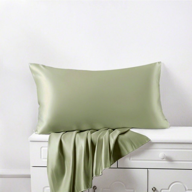 Sage Green 22 Momme Mulberry Silk Pillowcase with Hidden Zipper UK Sage Green 22 Momme Mulberry Silk Pillowcase with Hidden Zipper UK