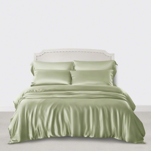Sage Green 3 PCS 22 Momme Mulberry Silk Duvet Cover Set UK Sage Green 3 PCS 22 Momme Mulberry Silk Duvet Cover Set UK