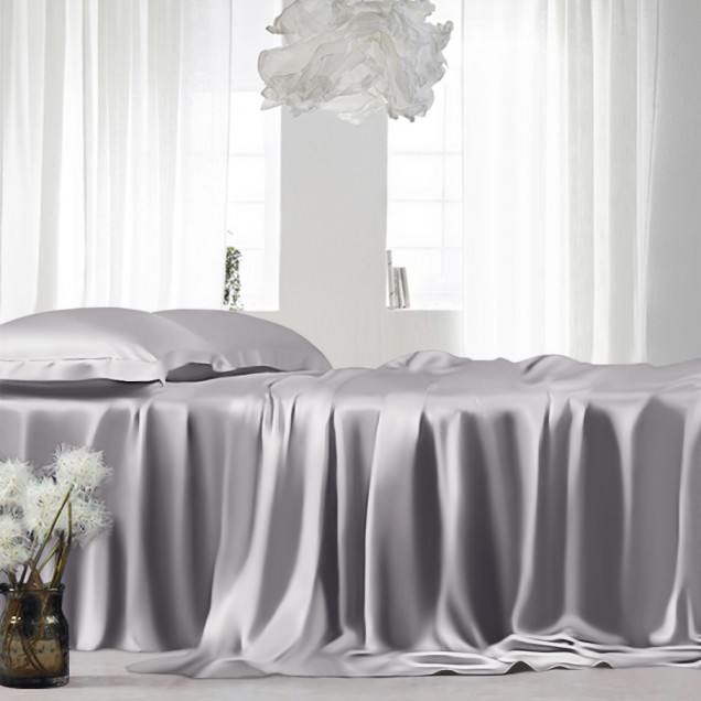 Silver 22 Momme Mulberry Silk Sheet Set UK